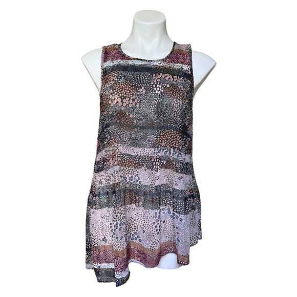Vintage Y2K Bcbg Multi-Dots Sheer Plisse Tunic Top With Asymmetrical Hem XS - Picture 1 of 8